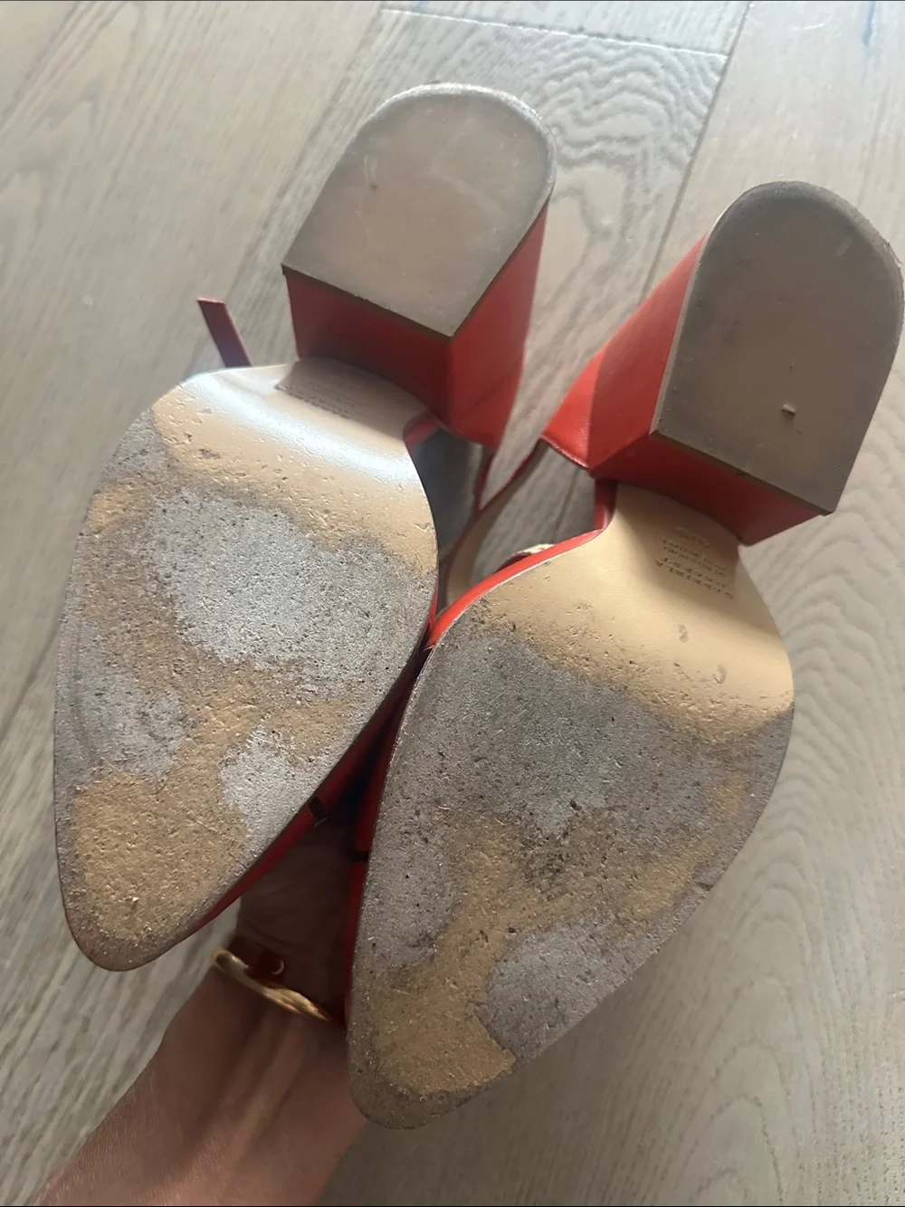Gabriela Hearst Red Leather D'Orsay Heels with Ankle Strap 40.5